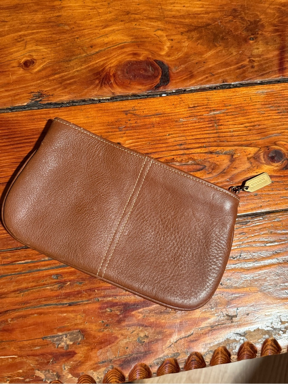 Vintage Coach Sonoma Natural Grain Leather Zip Pouch Clutch Camel Brown 4973